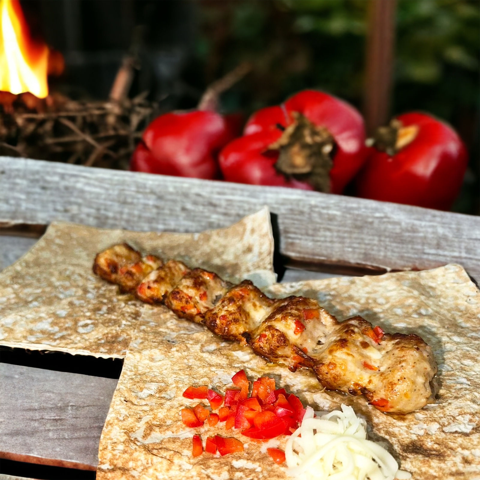 Люля куриное с сыром и болгарским перцем