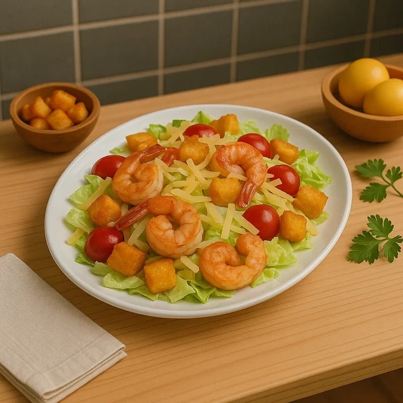 Салат Цезарь с креветками
