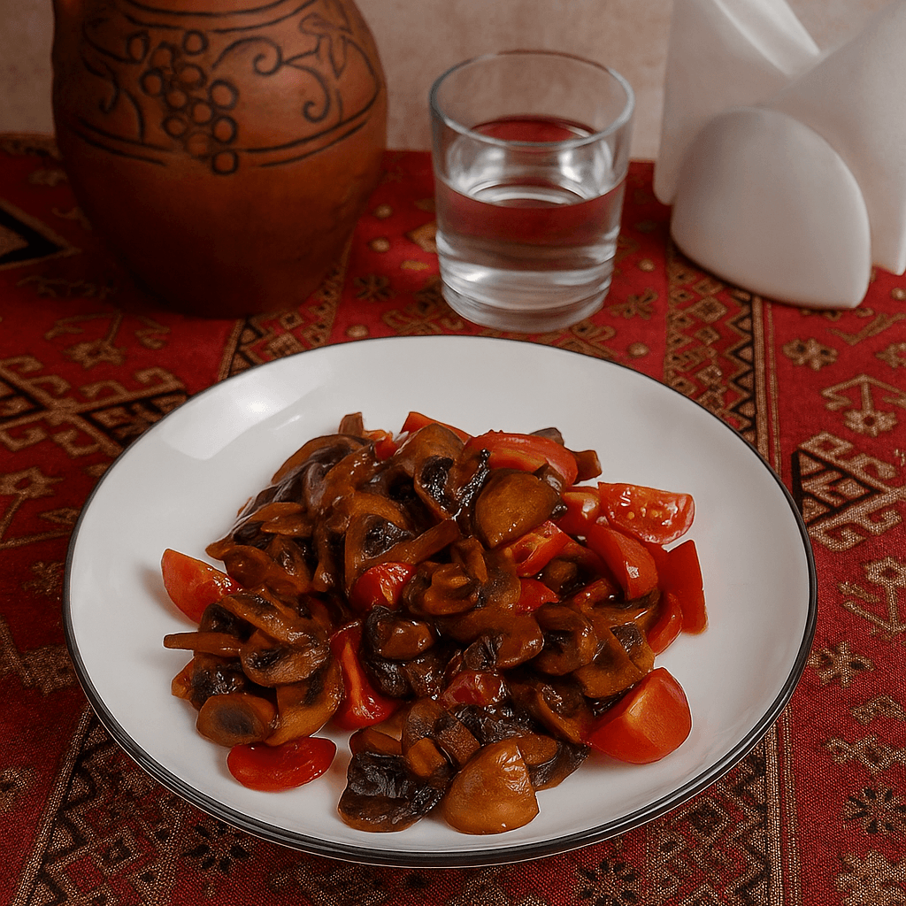 салат с жареными грибами