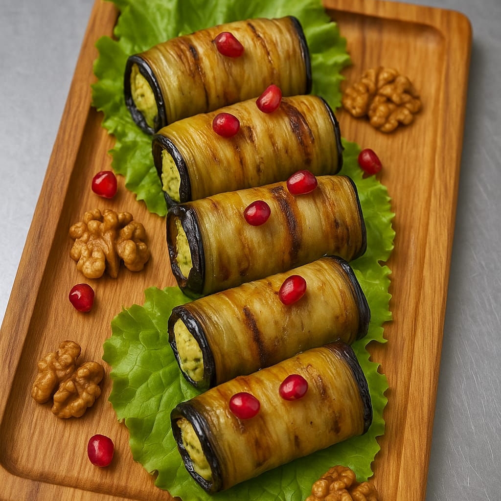 Рулетики из баклажанов с сыром
